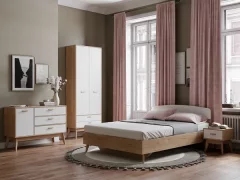 Полуторная кровать Мебельград Калгари 1200 (дуб светлый натуральный/белый матовый) — фото 9