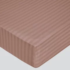 Простыня Milanika Какао на резинке 140x200x25 (поплин-страйп) — фото 1