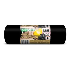 Пакеты для мусора Mirpack Стройка 180л 70мкм / 9170623 (10шт, черный) — фото 1