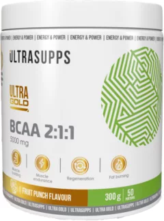 Аминокислоты BCAA Ultrasupps Ультра Голд 2:1:1 (300г, фруктовый пунш) — фото 1