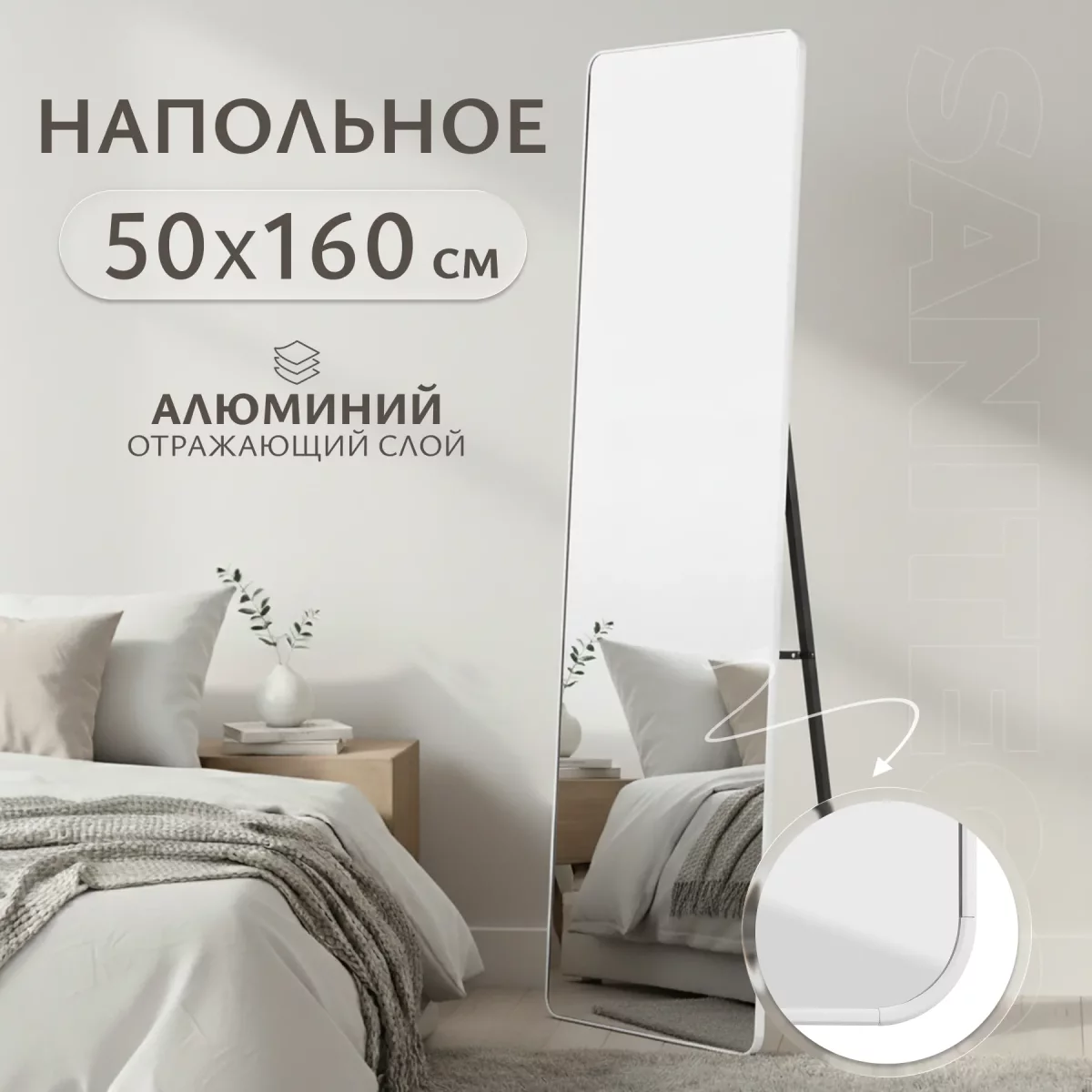 Зеркало Saniteco 22-02 напольное 160x50 (белый)