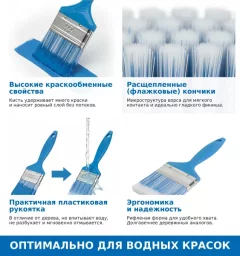 Кисть малярная Toolberg Плоская Лазурит стандарт 25мм пластиковая рукоятка (искусственная щетина) — фото 8