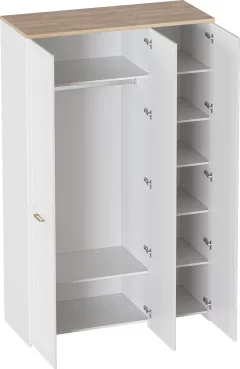 Шкаф Мебельград Гавана 3-хстворчатый 139x54.4x223 (дуб светлый натуральный/белый аляска/белый матовый) — фото 2