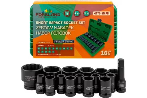 Набор головок слесарных Forsland 4177-5MPB (65466)