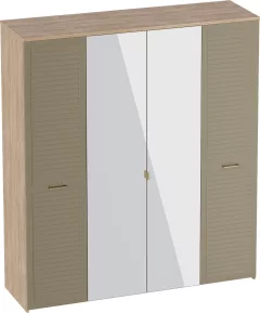 Шкаф Мебельград Гавана 4-хстворчатый 185.4x54.4x223 (дуб светлый натуральный/светло серый софт) — фото 1