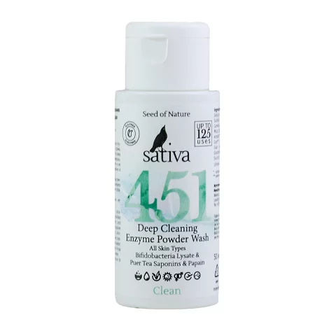 Пудра для умывания Sativa №451 Энзимная глубоко очищающая (25г)
