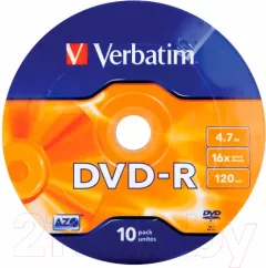 Набор дисков DVD-R Verbatim 4.7Гб / 43729 (10шт) — фото 1