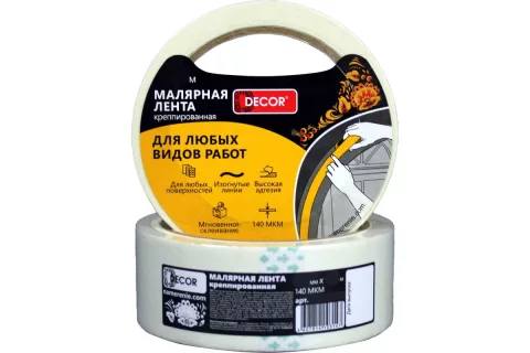 Лента малярная Decor 48мм 50м 140мкм 789-4850 (креппированная)