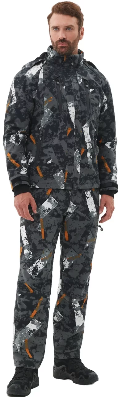 Костюм для охоты и рыбалки Huntsman Матрица -5°С КМФ 192 Исландия (р.56-58/170-176, черный)