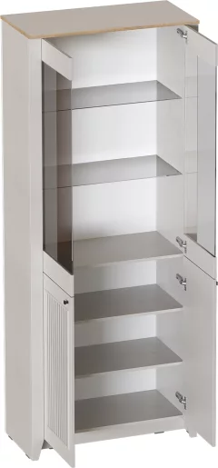 Шкаф с витриной Мебельград Валенсия двухдверный 900x416x2208 (персидский жемчуг/дуб натуральный светлый) — фото 2