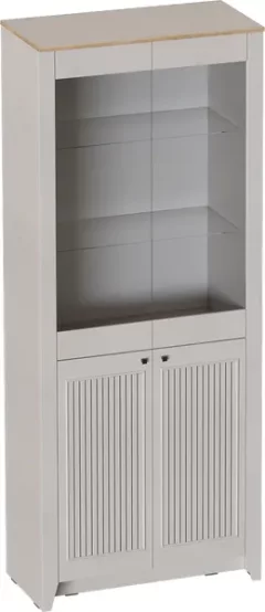 Шкаф с витриной Мебельград Валенсия двухдверный 900x416x2208 (персидский жемчуг/дуб натуральный светлый) — фото 7