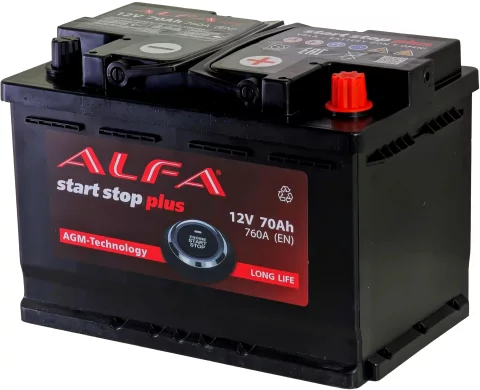 Автомобильный аккумулятор ALFA battery AGM R+ 760A / AGM-L3 (70 А/ч)