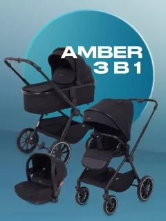Детская универсальная коляска MOWbaby Amber 3 в 1 / MB068 (черный) — фото 2