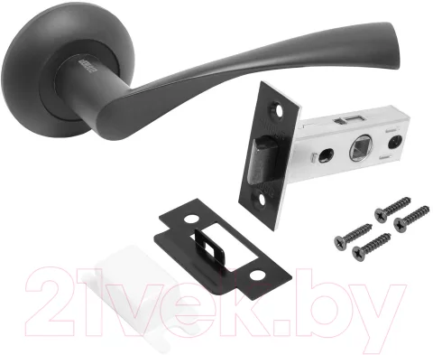 Защелка с ручками Аллюр Арт Оскар BL+L45-8 BL 13150/S45 (матовый черный)