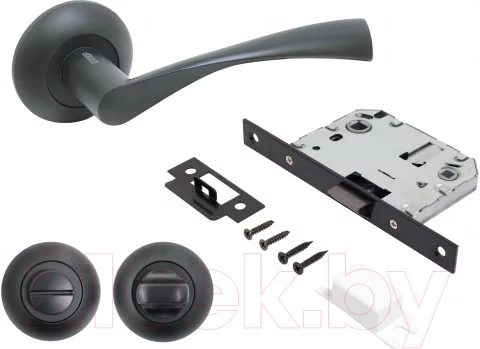 Защелка с ручками Аллюр Арт Оскар BL+L7050S BL+BK-R1 BL 13150/S7050 (матовый черный)