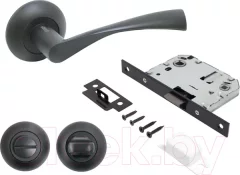 Защелка с ручками Аллюр Арт Оскар BL+L7050S BL+BK-R1 BL 13150/S7050 (матовый черный) — фото 7