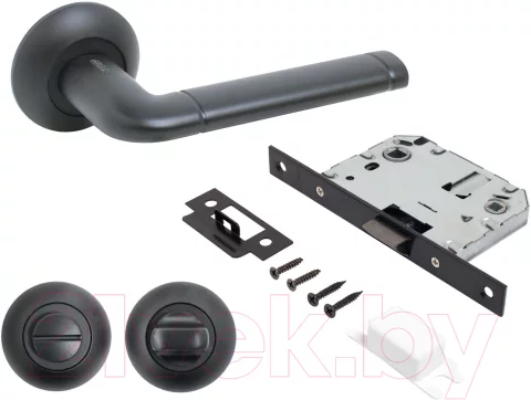 Защелка с ручками Аллюр Арт Поло BL+L7050S BL+BK-R1 BL 15150/S7050 (матовый черный)