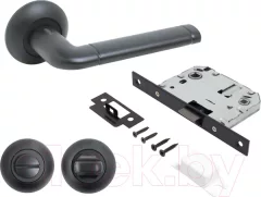 Защелка с ручками Аллюр Арт Поло BL+L7050S BL+BK-R1 BL 15150/S7050 (матовый черный) — фото 9