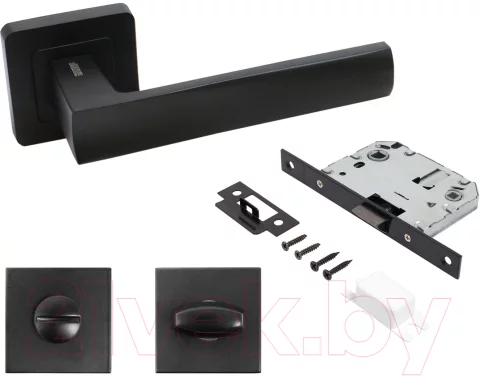 Защелка с ручками Аллюр Арт Коломбо BL+L7050S BL+BK-S1 BL 23150/S7050 (матовый черный)