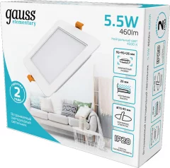Точечный светильник Gauss Elementary Downlight 5.5W 460lm 4000K 170-260V IP20 / 998420205 (белый) — фото 5