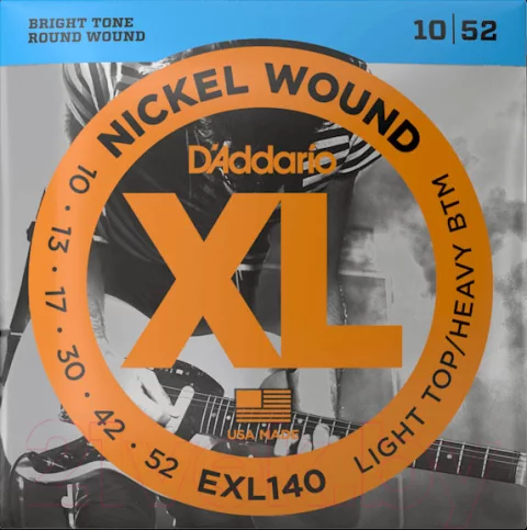 Струны для электрогитары D'Addario EXL140 XL Nickel Wound Light Top/Heavy Bottom 10-52