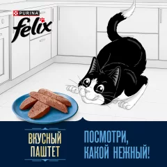 Влажный корм для кошек Felix Вкусный паштет Говядина и ягненок (75г) — фото 8