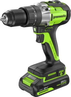 Аккумуляторная дрель-шуруповерт Greenworks GD24DD60 бесщеточная 24V / 3704107CUC (с 2-мя АКБ 2Ач и ЗУ) — фото 1