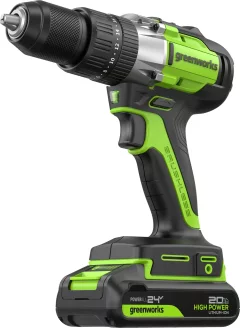 Аккумуляторная дрель-шуруповерт Greenworks GD24DD60 бесщеточная 24V / 3704107CUC (с 2-мя АКБ 2Ач и ЗУ) — фото 4