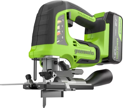 Электролобзик Greenworks GD24JS120 бесщеточный 24V / 3601407CUB (с АКБ 4Ач и ЗУ)