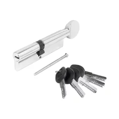 Цилиндровый механизм замка Аллюр HD FG 100-5К CP (45x55G) перфорированный ключ (хром) — фото 1