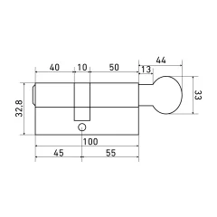 Цилиндровый механизм замка Аллюр HD FG 100-5К CP (45x55G) перфорированный ключ (хром) — фото 2