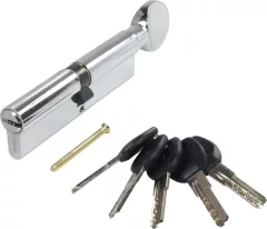 Цилиндровый механизм замка Аллюр HD FG 100-5К CP (55x45G) перфорированный ключ (хром) — фото 9