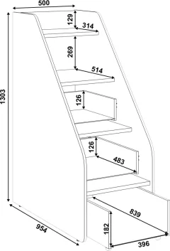 Лестница для кровати MODULA Карпин INV01T-1D3S-500/954/1303(02) (дуб натюрель/белый премиум) — фото 6