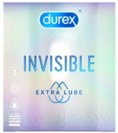 Презервативы Durex Invisible Extra Lube №3 из натурального латекса ультратонкие (3шт)