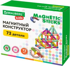 Конструктор магнитный Brauberg Kids Magnetic Sticks / 665722 — фото 1