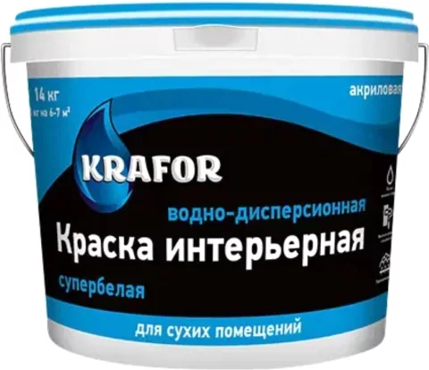 Краска Krafor Интерьерная (14кг, супербелый)