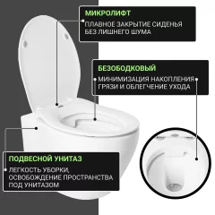 Унитаз подвесной с инсталляцией Saniteco KW-99046 + GROHE Rapid SL 38721001 — фото 5