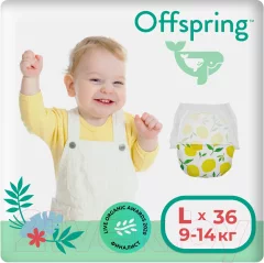Подгузники-трусики детские Offspring L 9-14кг Лимоны / OF02LLMN (36шт) — фото 1