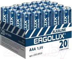 Комплект батареек Ergolux LR03 Alkaline Promo BP-20 1.5В 20/480 — фото 5