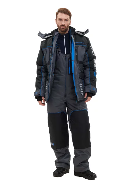 Костюм для охоты и рыбалки Huntsman Полюс Lux V2 -45°C (р.56-58/182-188, серый/черный)