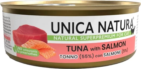Влажный корм для кошек Unica Natura тунец с лососем (70г)