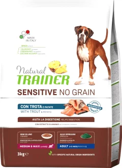 Сухой корм для собак Trainer Natural No Grain для средних и крупных пород, форель (12кг) — фото 1