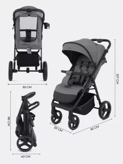 Детская прогулочная коляска MOWbaby Nimbus / MB103 (серый) — фото 3