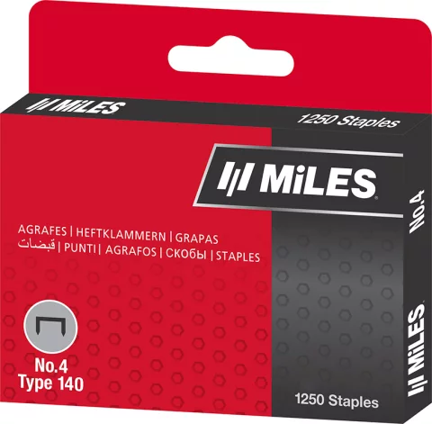 Скобы MILES NO.4-12MM (12мм, тип 140, 1250шт)