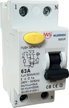 Дифференциальный автомат Wilderness NX6R 2P 20A 30mA тип AC 6kA / NX6RU-2-020-030AC — фото 9