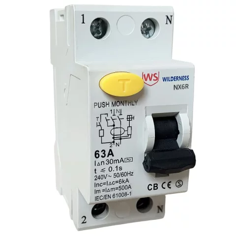 Дифференциальный автомат Wilderness NX6R 2P 32A 30mA тип AC 6kA / NX6RU-2-032-030AC