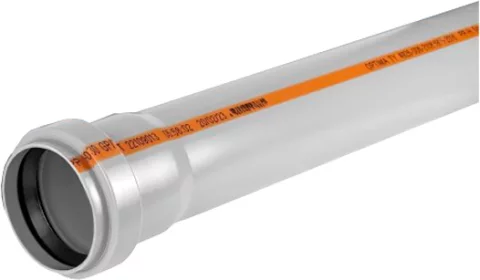 Труба внутренней канализации Valfex Optima 50 1.5м раструбом / 220500150
