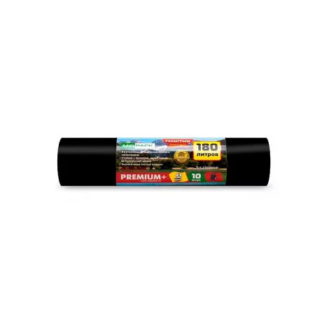 Пакеты для мусора Mirpack Premium Плюс 180л 35мкм / 9060459 (10шт, черный)