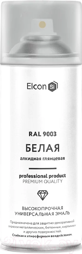 Эмаль Elcon Универсальная алкидная RAL 9003 (520мл, глянцевый белый)