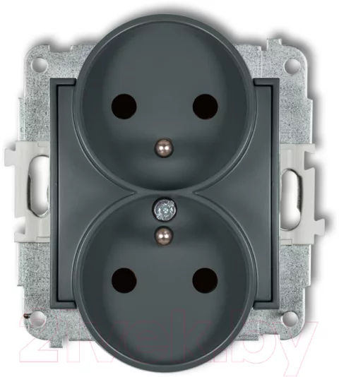 Розетка Karlik Schuko 28MGP-2sp 2Х2P+Z (графитовый матовый)